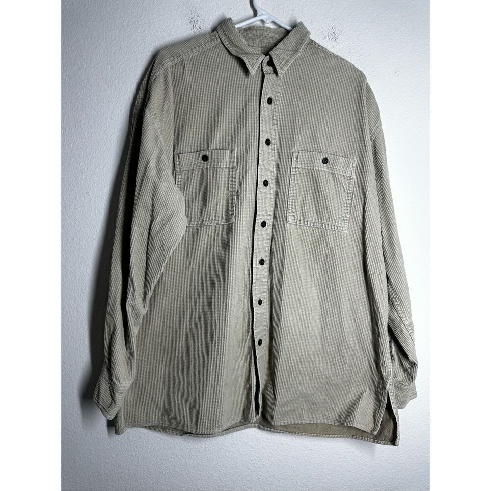 Vintage Mountain Express Corduroy Buttoned Shirt Shacket Mens Sz L Beige *Note